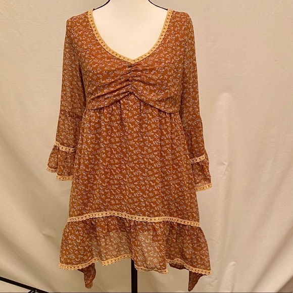 BLU PEPPER Dress Cottage Core, Semi Sheer Sz Large - Picture 2 of 7